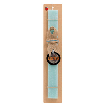 Survivor, Easter Set, wooden keychain & aromatic flat Easter candle (30cm) (TURQUOISE)