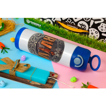 Survivor, Easter candle, Childrens hot water bottle, stainless steel, with safety straw, BLUE (500ml)