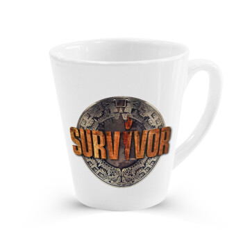 Survivor, Κούπα κωνική Latte Λευκή, κεραμική, 300ml