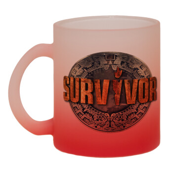 Survivor, Κούπα γυάλινη δίχρωμη με βάση το κόκκινο ματ, 330ml