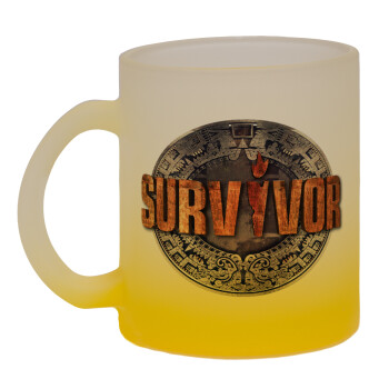 Survivor, Κούπα γυάλινη δίχρωμη με βάση το κίτρινο ματ, 330ml