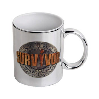 Survivor, Mug ceramic, silver mirror, 330ml