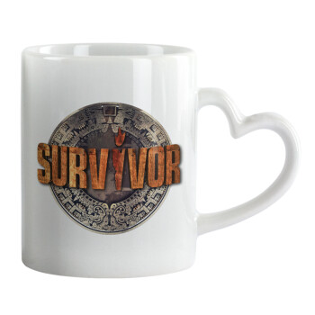 Survivor, Mug heart handle, ceramic, 330ml
