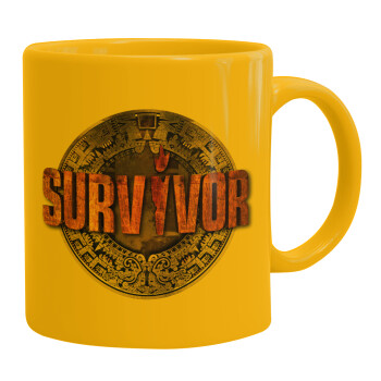 Survivor, Ceramic coffee mug yellow, 330ml