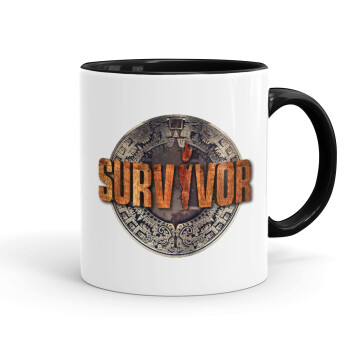 Survivor, Κούπα χρωματιστή μαύρη, κεραμική, 330ml
