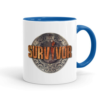 Survivor, Mug colored blue, ceramic, 330ml