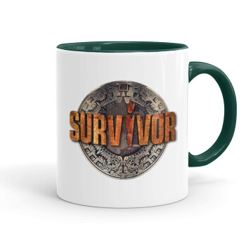 Survivor, Κούπα χρωματιστή πράσινη, κεραμική, 330ml