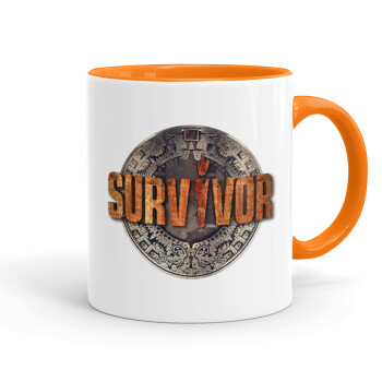 Survivor, Κούπα χρωματιστή πορτοκαλί, κεραμική, 330ml