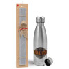 Easter Set, metallic Inox water bottle (750ml) & aromatic flat Easter candle (30cm) (GRAY)