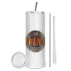 Tumbler stainless steel 600ml, with metal straw & cleaning brush