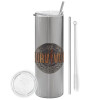 Tumbler stainless steel Silver 600ml, with metal straw & cleaning brush