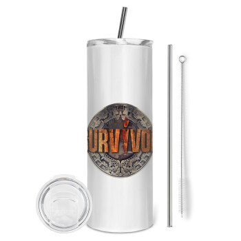 Survivor, Tumbler stainless steel 600ml, with metal straw & cleaning brush