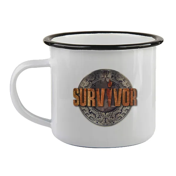 Survivor — Enamel mug with black rim, 360ml
