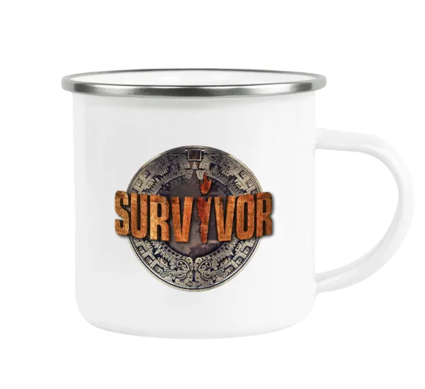 Survivor — Metallic enamel cup white 360ml