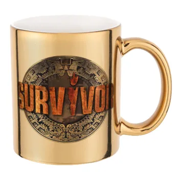Survivor, Mug ceramic, gold mirror, 330ml