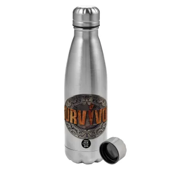 Survivor, Metallic water bottle, stainless steel, 750ml