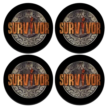 Survivor, ΣΕΤ 4 Σουβέρ ξύλινα στρογγυλά (9cm)