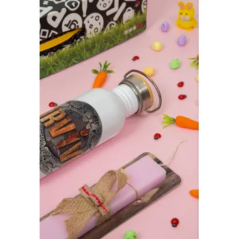 Survivor, Πασχαλινή Λαμπάδα με παγούρι μεταλλικό (620ml, stainless steel) & κερί αρωματικό πλακέ (30cm) (ΡΟΖ)