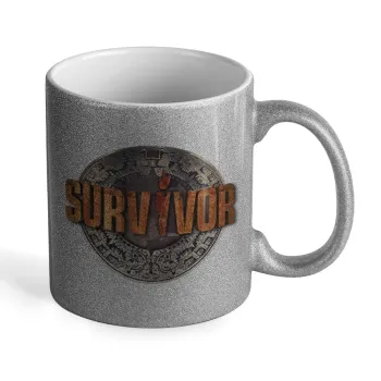 Survivor, Κούπα Ασημένια Glitter που γυαλίζει, κεραμική, 330ml