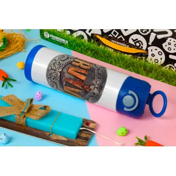 Survivor, Πασχαλινή Λαμπάδα με Παιδικό παγούρι θερμό, ανοξείδωτο, με καλαμάκι ασφαλείας, ΜΠΛΕ (500ml)