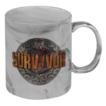 Survivor, Mug ceramic marble style, 330ml