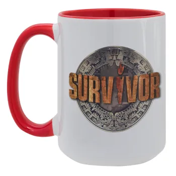 Survivor, Κούπα Mega 15oz, κεραμική Κόκκινη, 450ml