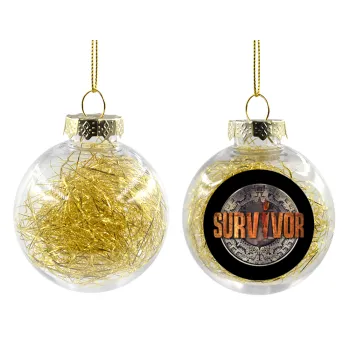 Survivor, Transparent Christmas tree ball ornament with gold filling 8cm