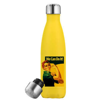 Rosie we can do it!, Yellow Stainless Steel Metallic Thermos, double-walled, 500ml