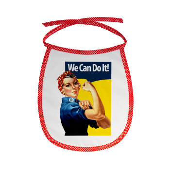 Rosie we can do it!, Σαλιάρα μωρού αλέκιαστη με κορδόνι Κόκκινη