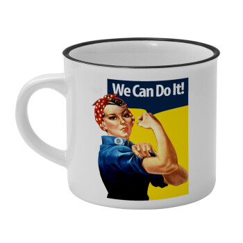 Rosie we can do it!, Κούπα κεραμική vintage Λευκή/Μαύρη 230ml