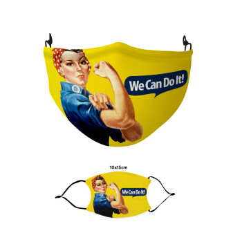 Rosie we can do it!, Μάσκα υφασμάτινη παιδική πολλαπλών στρώσεων με υποδοχή φίλτρου