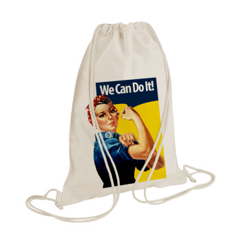 Rosie we can do it!, Τσάντα πλάτης πουγκί GYMBAG natural (28x40cm)