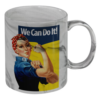 Rosie we can do it!, Κούπα κεραμική, marble style (μάρμαρο), 330ml