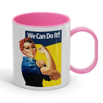 Rosie we can do it!, Κούπα (πλαστική) (BPA-FREE) Polymer Ροζ για παιδιά, 330ml