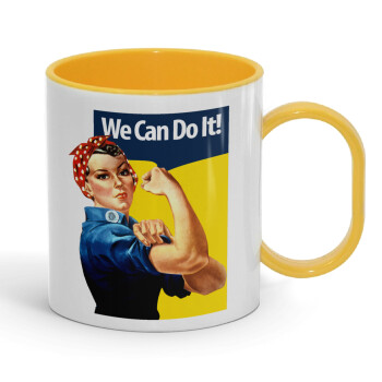 Rosie we can do it!, Κούπα (πλαστική) (BPA-FREE) Polymer Κίτρινη για παιδιά, 330ml