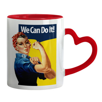 Rosie we can do it!, Κούπα καρδιά χερούλι κόκκινη, κεραμική, 330ml