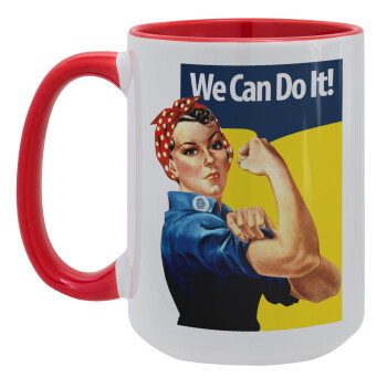 Rosie we can do it!, Κούπα Mega 15oz, κεραμική Κόκκινη, 450ml
