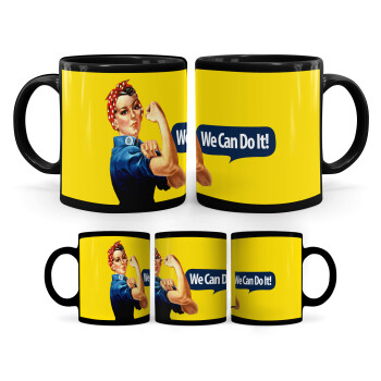 Rosie we can do it!, Κούπα Μαύρη, κεραμική, 330ml