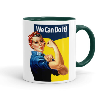 Rosie we can do it!, Κούπα χρωματιστή πράσινη, κεραμική, 330ml