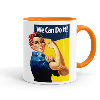 Rosie we can do it!, Κούπα χρωματιστή πορτοκαλί, κεραμική, 330ml