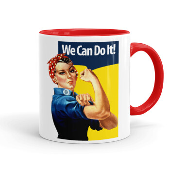 Rosie we can do it!, Mug colored red, ceramic, 330ml