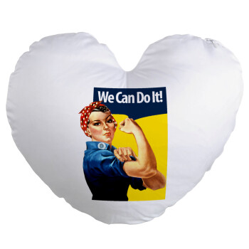Rosie we can do it!, Μαξιλάρι καναπέ καρδιά 40x40cm περιέχεται το  γέμισμα