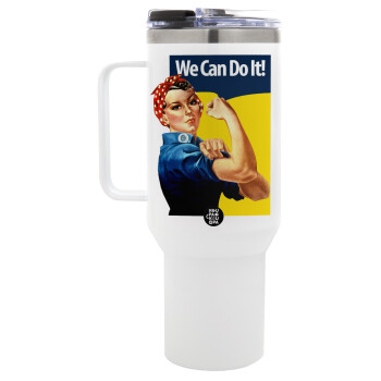Rosie we can do it!, Mega Stainless steel Tumbler with lid, double wall 1,2L
