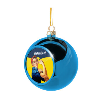 Rosie we can do it!, Blue Christmas tree ball ornament 8cm