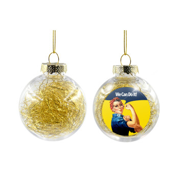 Rosie we can do it!, Χριστουγεννιάτικη μπάλα δένδρου διάφανη με χρυσό γέμισμα 8cm
