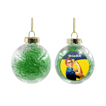 Rosie we can do it!, Χριστουγεννιάτικη μπάλα δένδρου διάφανη με πράσινο γέμισμα 8cm