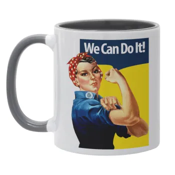 Rosie we can do it!, Κούπα χρωματιστή γκρι, κεραμική, 330ml