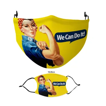 Rosie we can do it!, Μάσκα υφασμάτινη Ενηλίκων πολλαπλών στρώσεων με υποδοχή φίλτρου