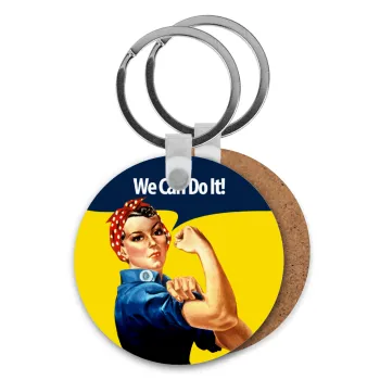 Rosie we can do it!, Μπρελόκ Ξύλινο στρογγυλό MDF Φ5cm