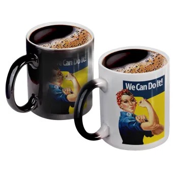 Rosie we can do it!, Κούπα Μαγική, κεραμική, 330ml που αλλάζει χρώμα με το ζεστό ρόφημα